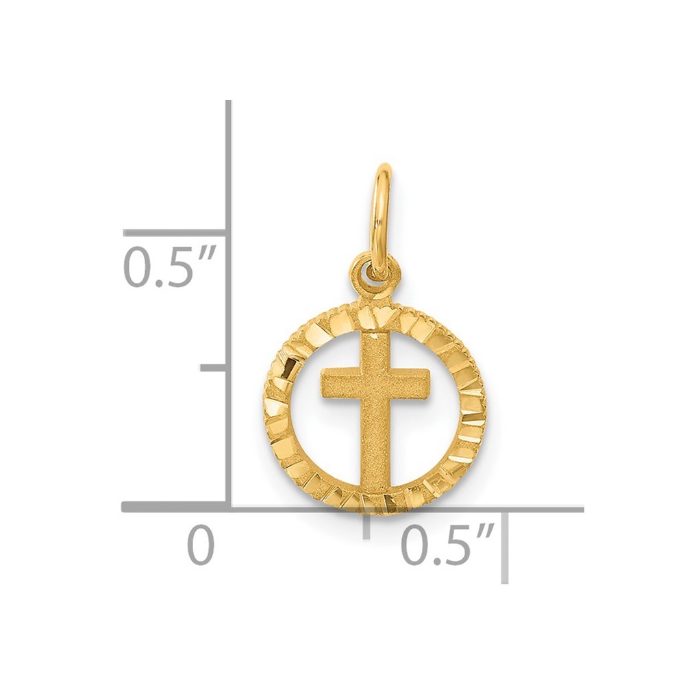 14K Yellow Gold Eternal Life Cross in Circle Charm; Women & Men