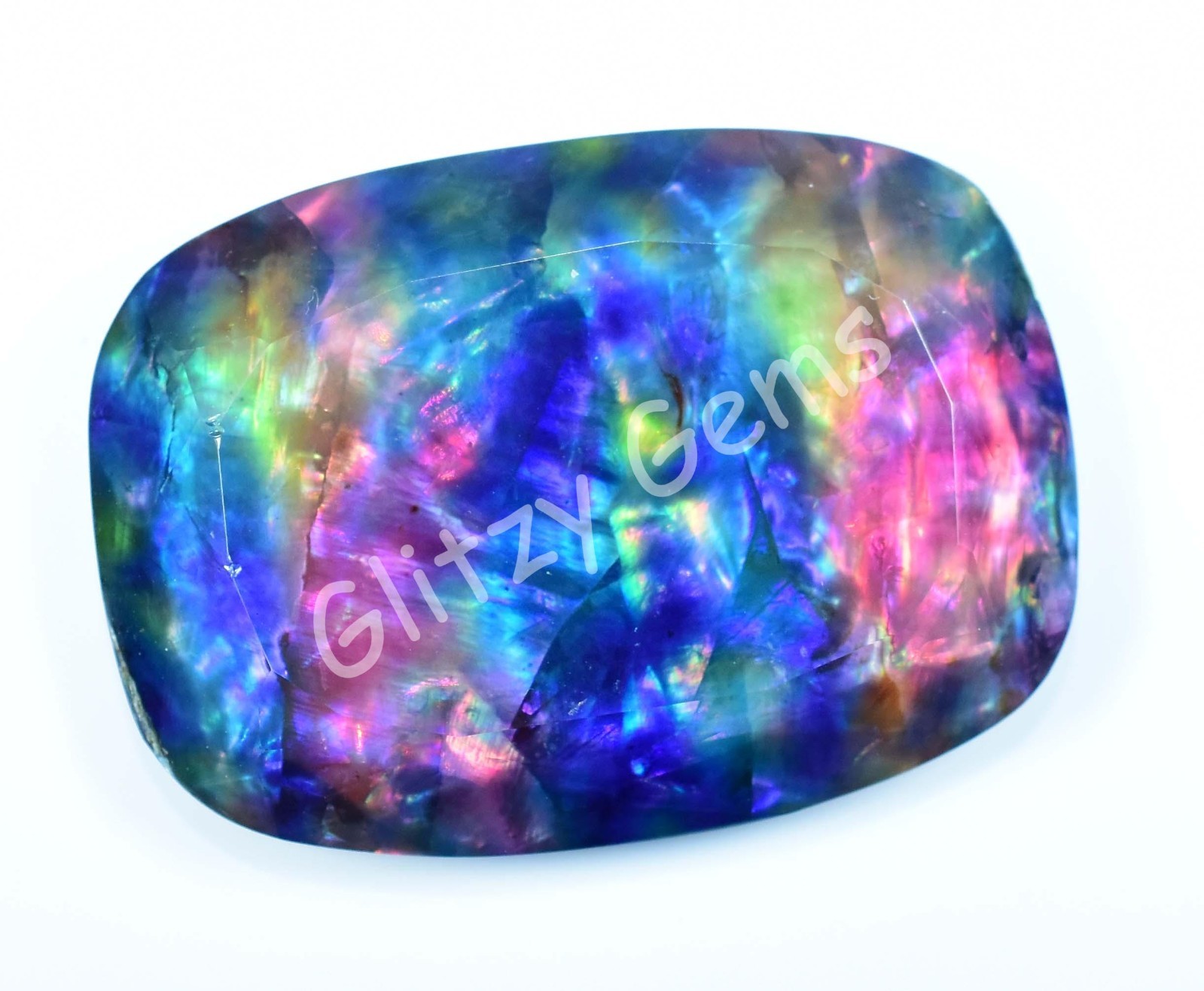 40.55 Ct Natural Ammolite Loose Gemstone Opal Like Organic Doublet Rare Gemstone