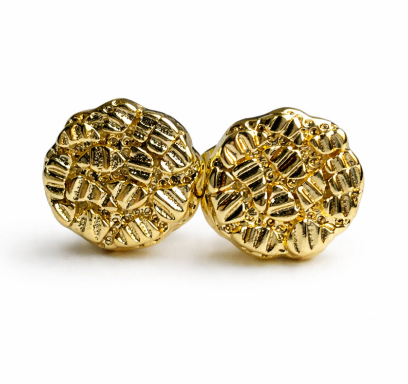 1/200 14K Yellow Gold Oro Overlay Nugget Earrings Women Ladies Men mm in