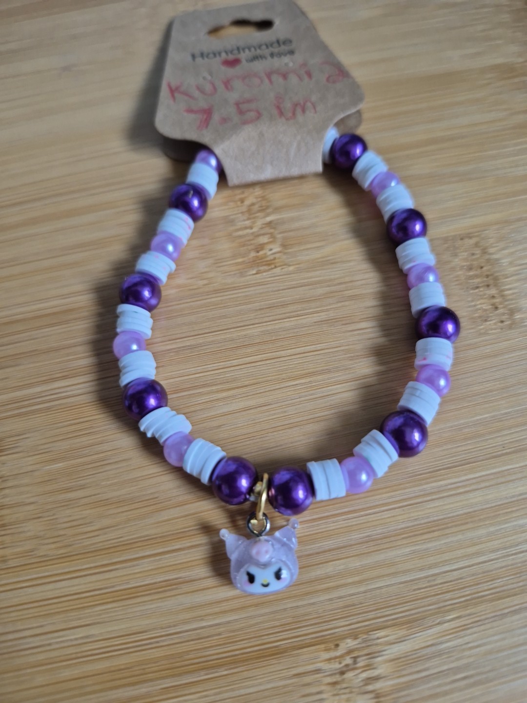 Kuromi My Melody Inspired Beaded Bracelet Handmade