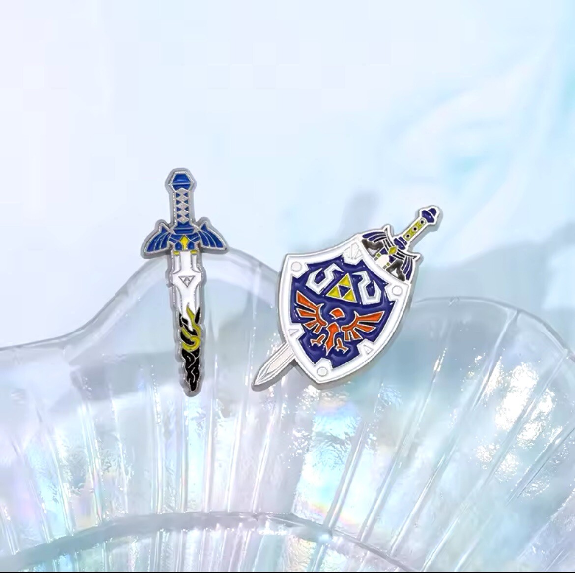 Zelda Style Pin Set 6pk Rubber Back Brooch Zelda Master Sword Pin Majoras Mask