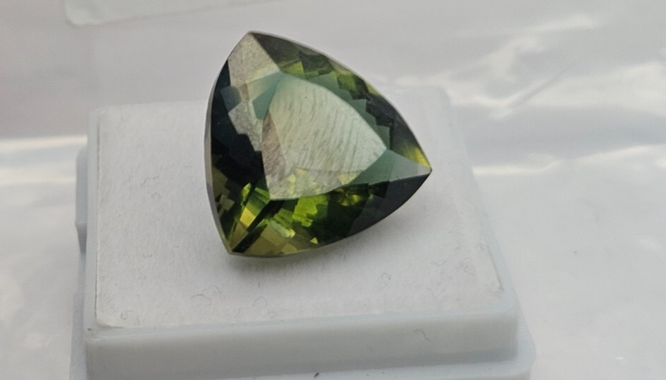 Moldavite Natural Green EGL Certified Trillion Cut 10+ Ct Loose Gemstone