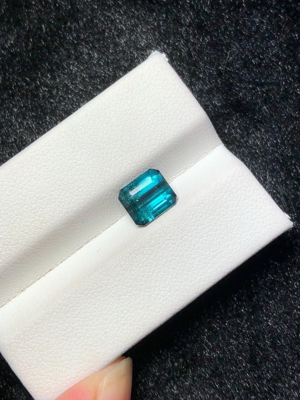 Natural 2.30 Ct Indicolite Blue Tourmaline Emerald Cut Loose Gem Afghanistan