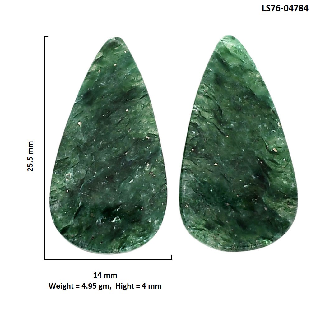Natural Green Aventurine Pair 14×25.5×4 mm Pear Polished Gemstone LS76-04784