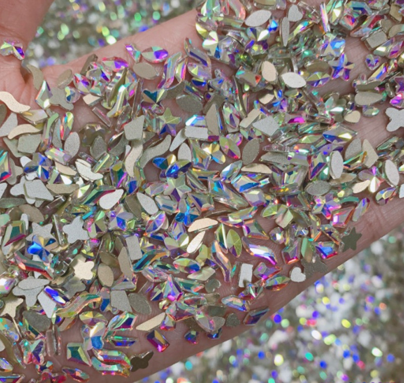 100pcs Small Shape Crystal Clear AB Czech Crystal Rhinestone Flatback Nail Art