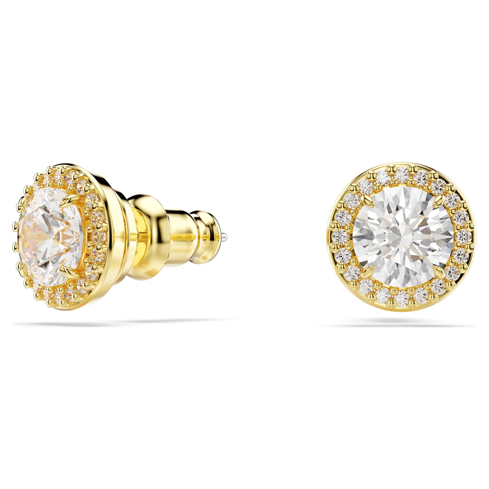 Swarovski Una Angelic Stud Earrings, Round Cut, Gold-Tone Plated 5686637