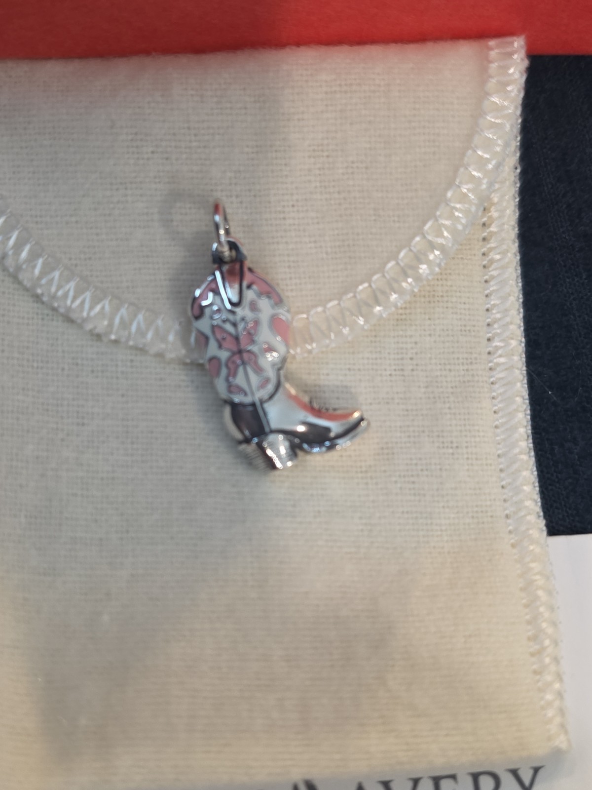James Avery Limited Edition White & Pink Enamel Boot Charm NEW