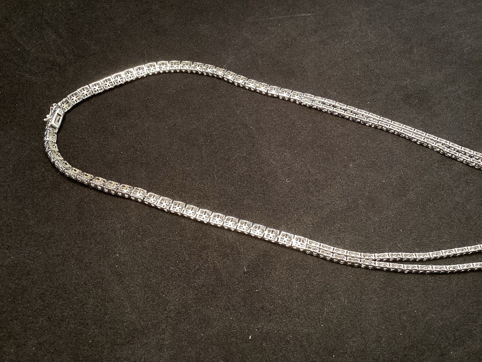 Fuzion Creations FZN Sterling White Quartz Tennis Double Strand 5mm Necklace 18”