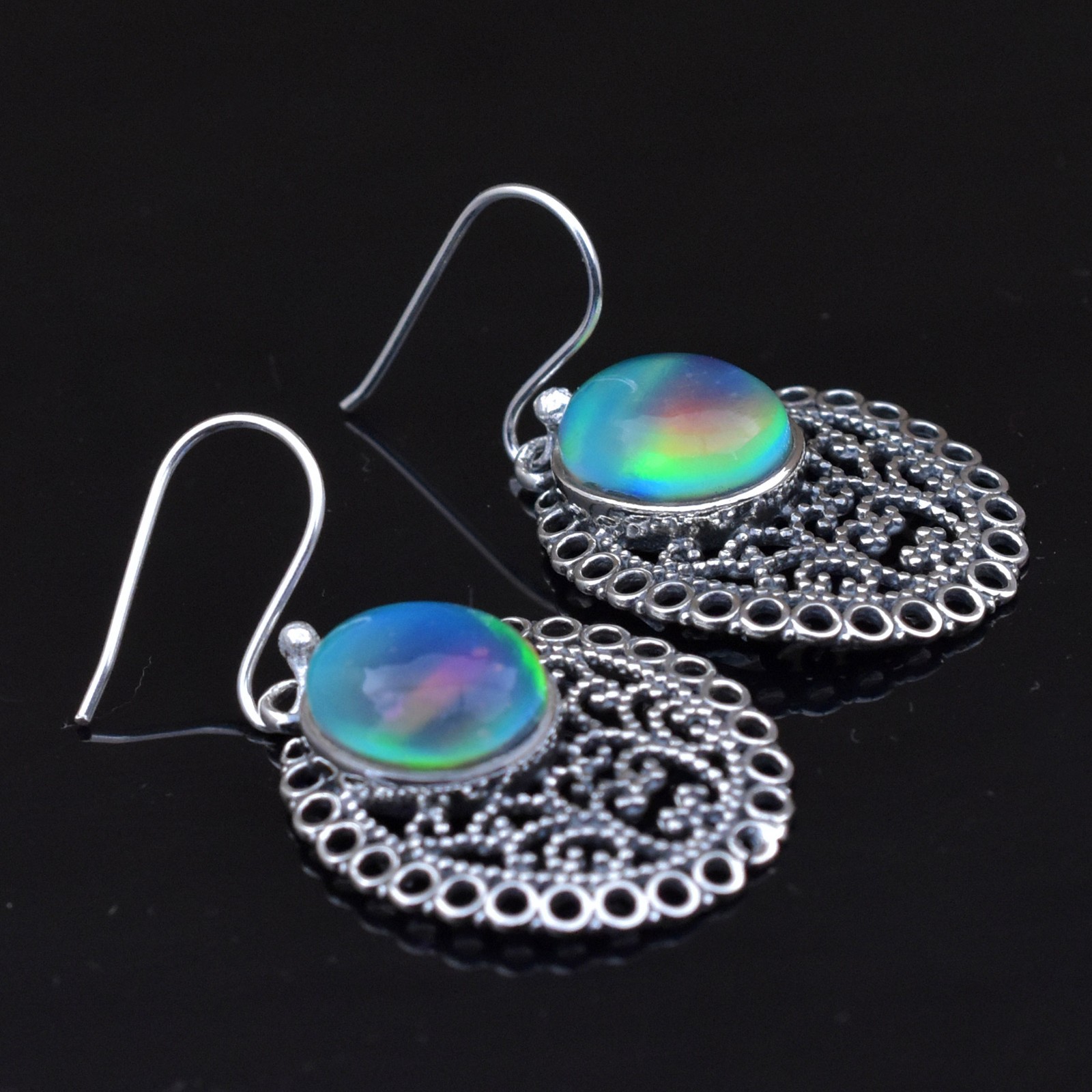 Aurora Opal Earring, 925 Sterling Silver Earrings, Handmade Boho Jewellery