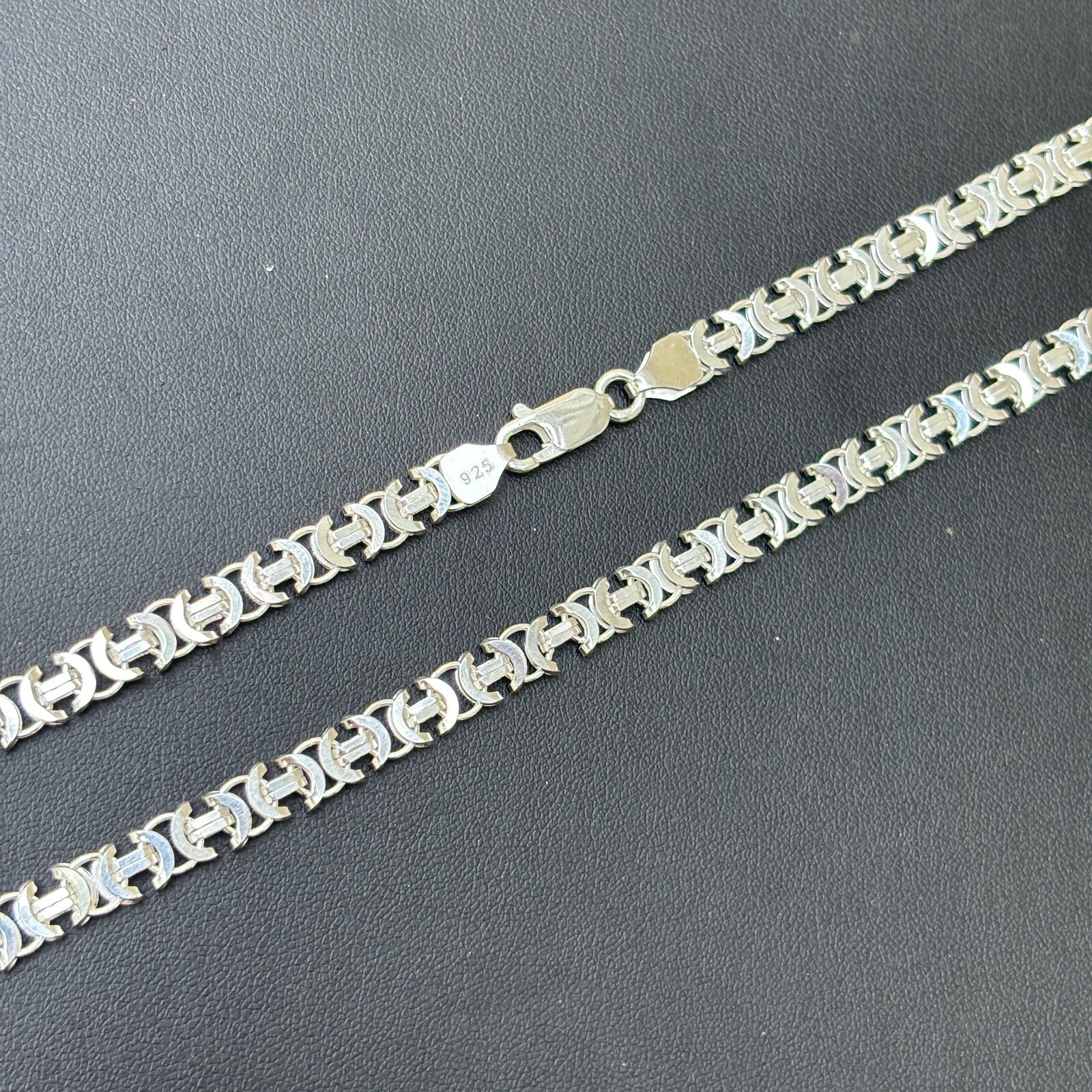 6mm Flat Byzantine Chain Necklace – Real Solid 925 Sterling Silver ITALY
