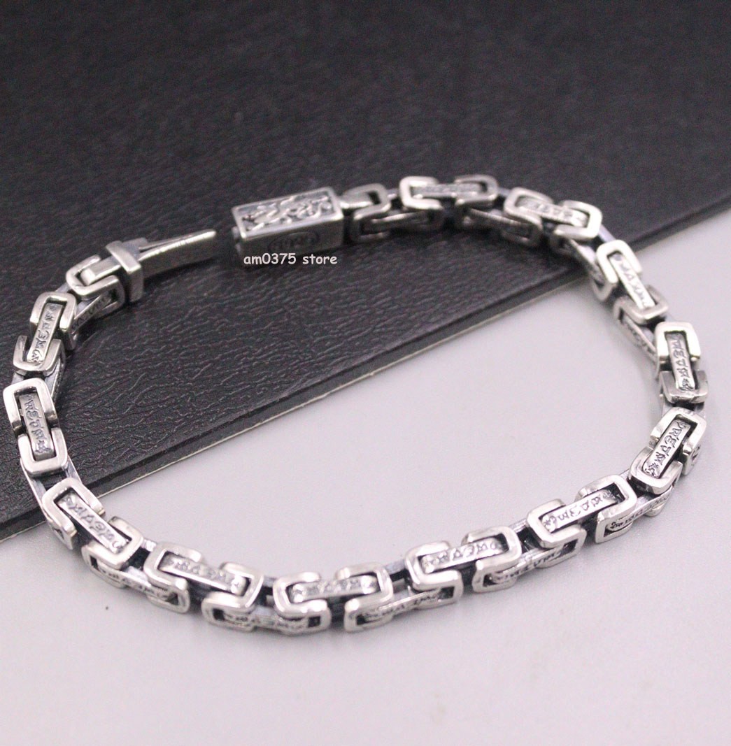 Real 925 Sterling Silver Bracelet Women Man’s 5mm Byzantine Link 7.87inch 25-26g