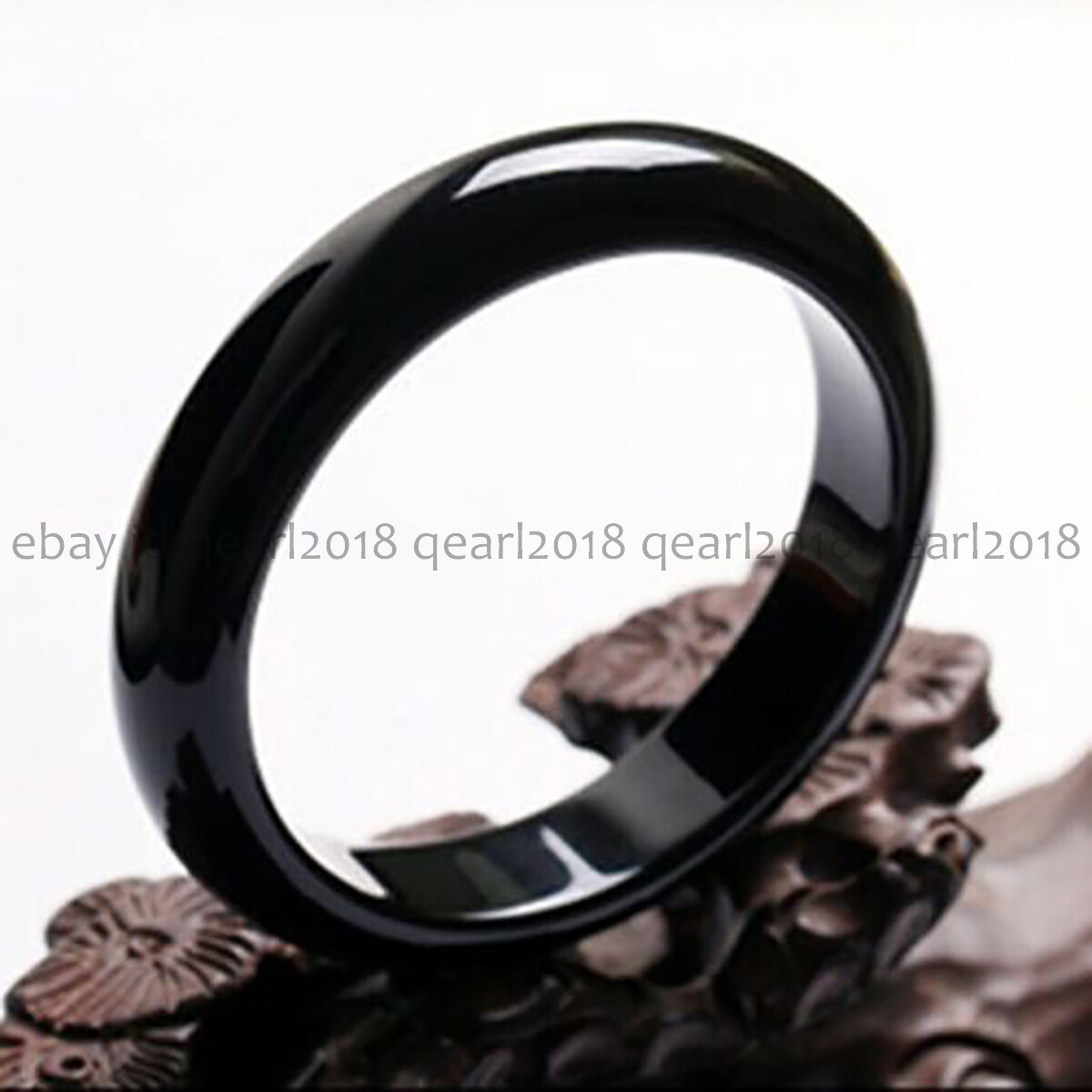 Natural Black Agate Gemstone Traditional Bangle Bracelet 56-64mm Women Jewelry
