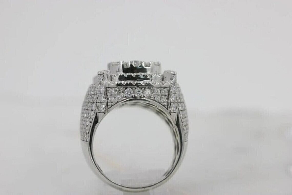 4 CT Round Cut Moissanite Men’s Engagement Ring 14K White Gold Plated For Him