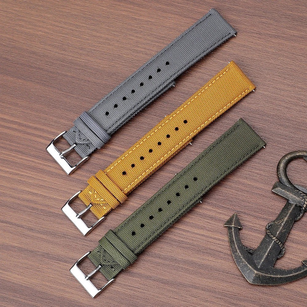 18mm 20mm 22mm 24mm Waterproof Sailcloth Watch Strap Two-Sided Nylon