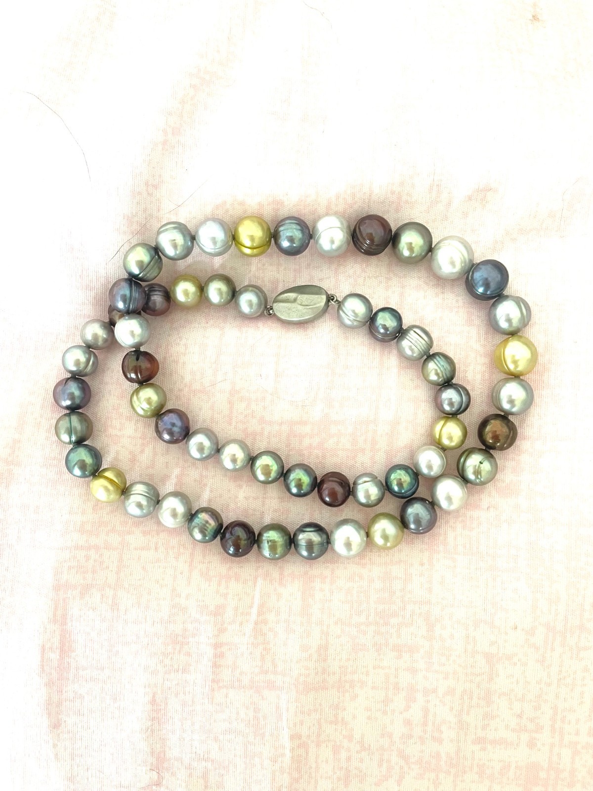 Honora Multi-Color (Gold/Silver/Bronze) Ringed Real Pearl Graduated Necklace 20″