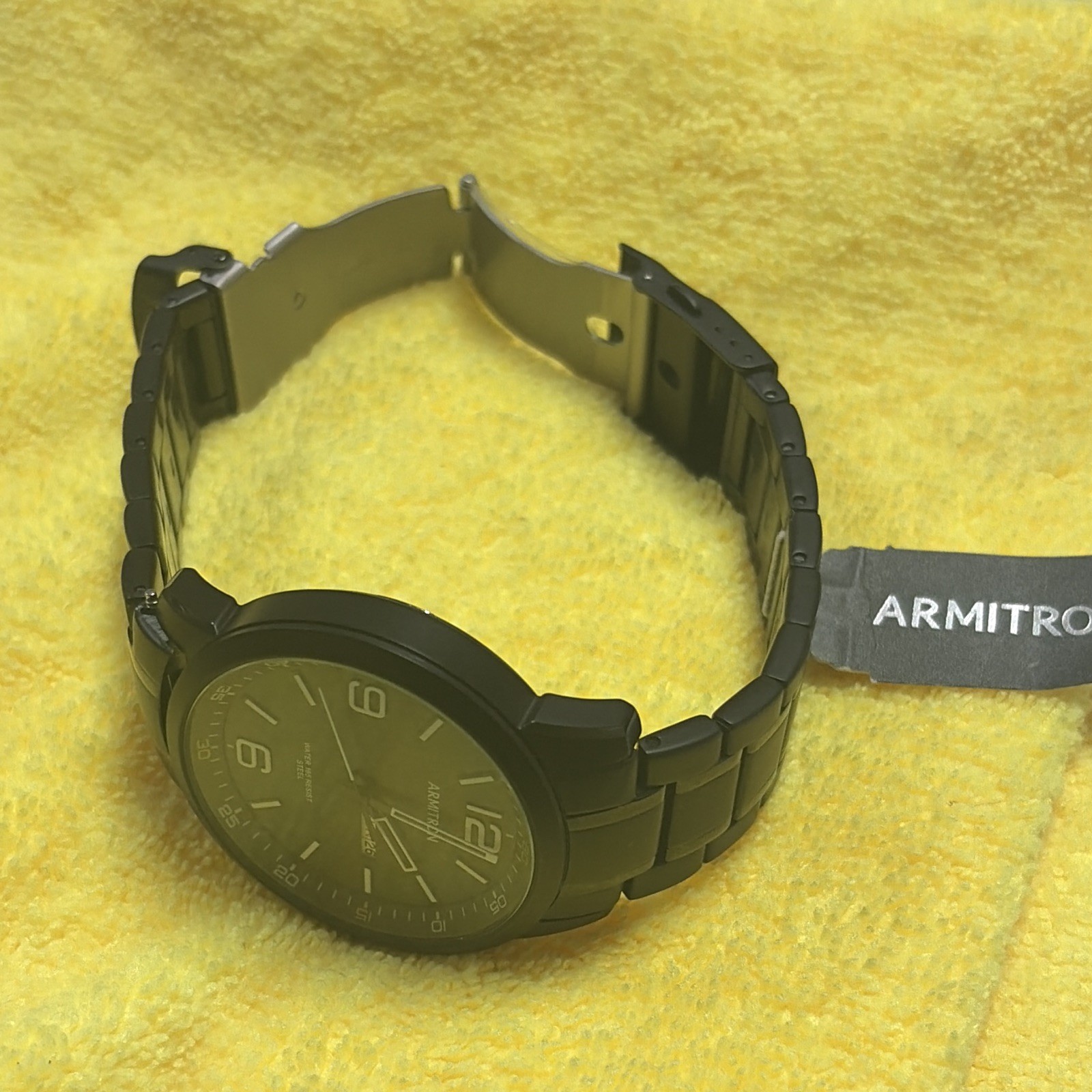 Armitron PC33 Quartz Day/Date Black Dial Steel Bracelet 43mm WR 165ft