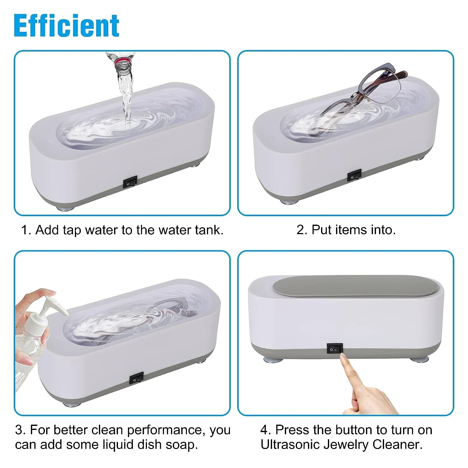 Ultrasonic Jewelry Cleaner Denture Glass Watch Ring Bath Tank Cleaning Machine