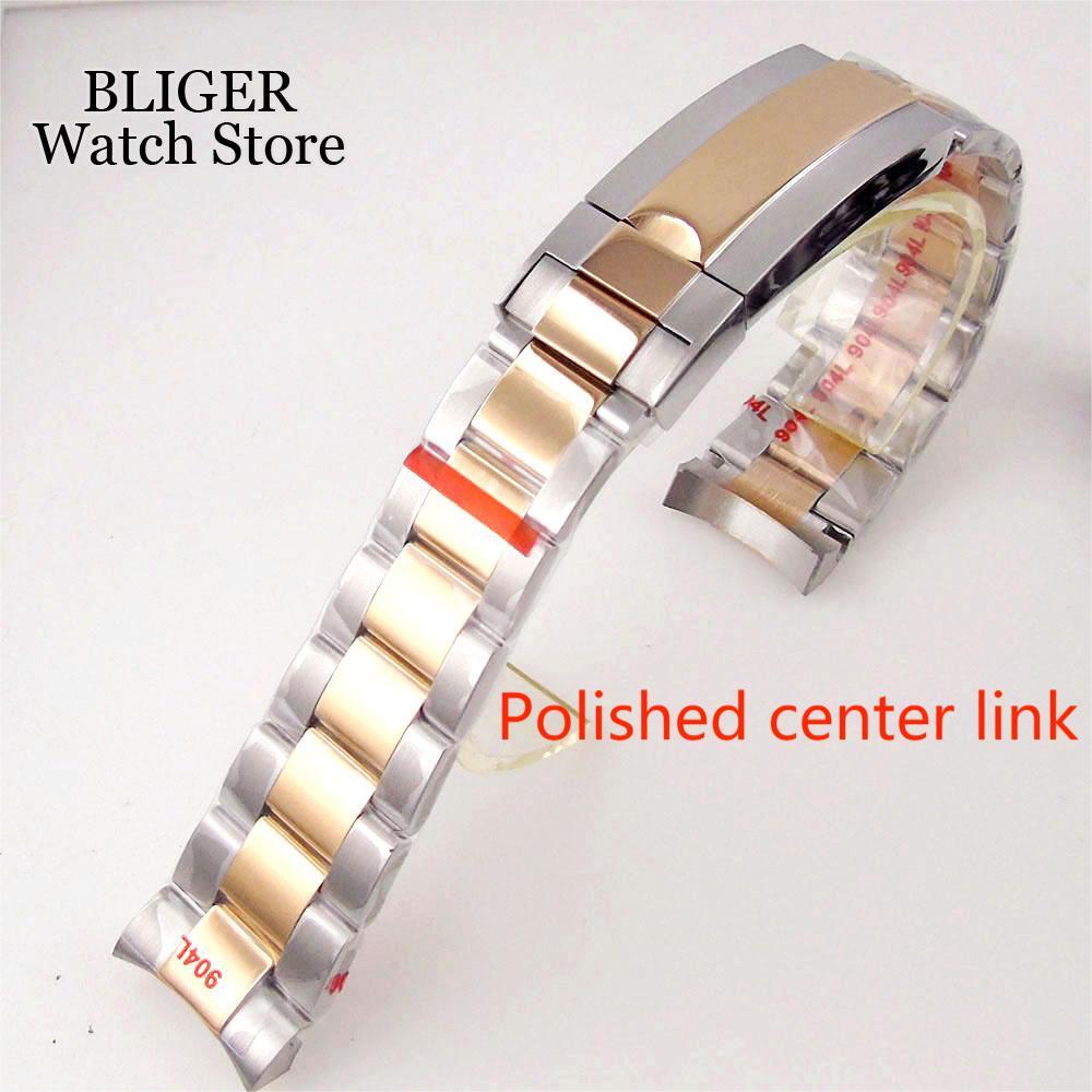 20MM Width Black Gold Brushed/Polished Oyster Strap Bracelet Slide Lock Clasp