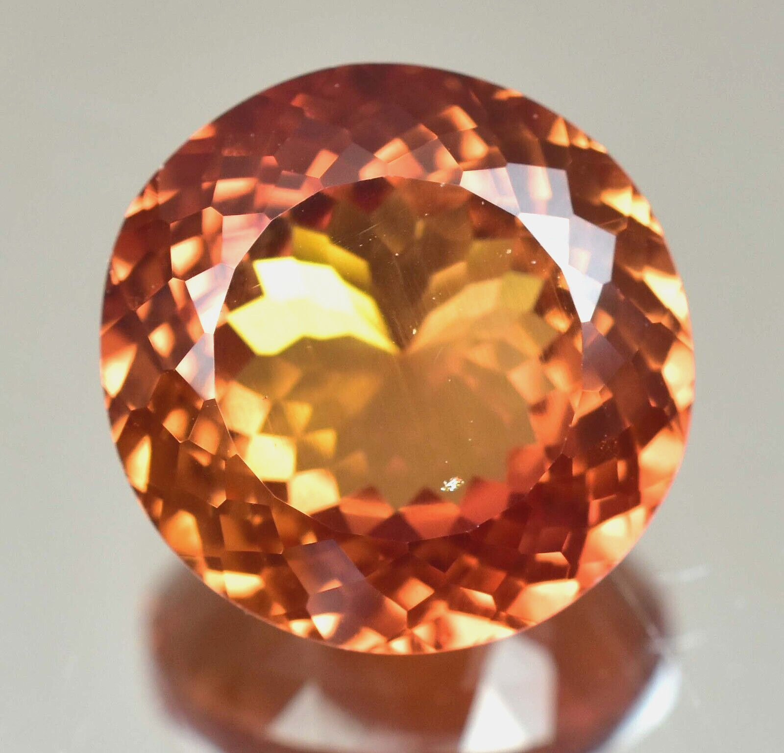 Natural Imperial Topaz 23.90 Ct Round Unheated Certified FLAWLESS Loose Gemstone