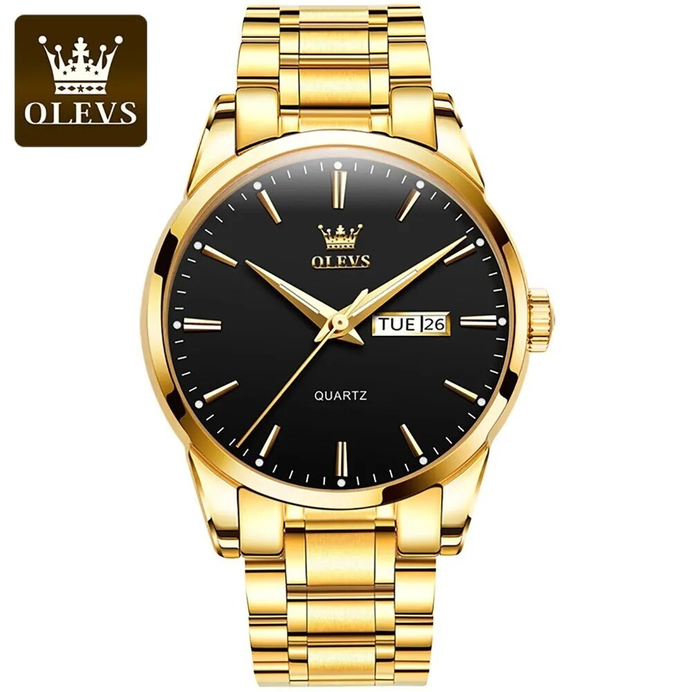OLEVS Gold Watches for Men Watches Men Stainless Steel Mens Watches Day and Date