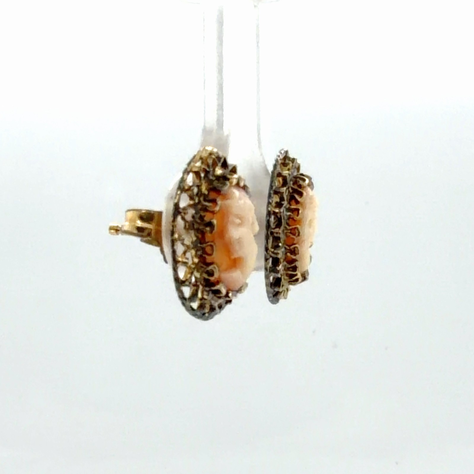 Vintage Petite Gold Filled Male and Female Cameo Earring Studs – 1.5 Grams