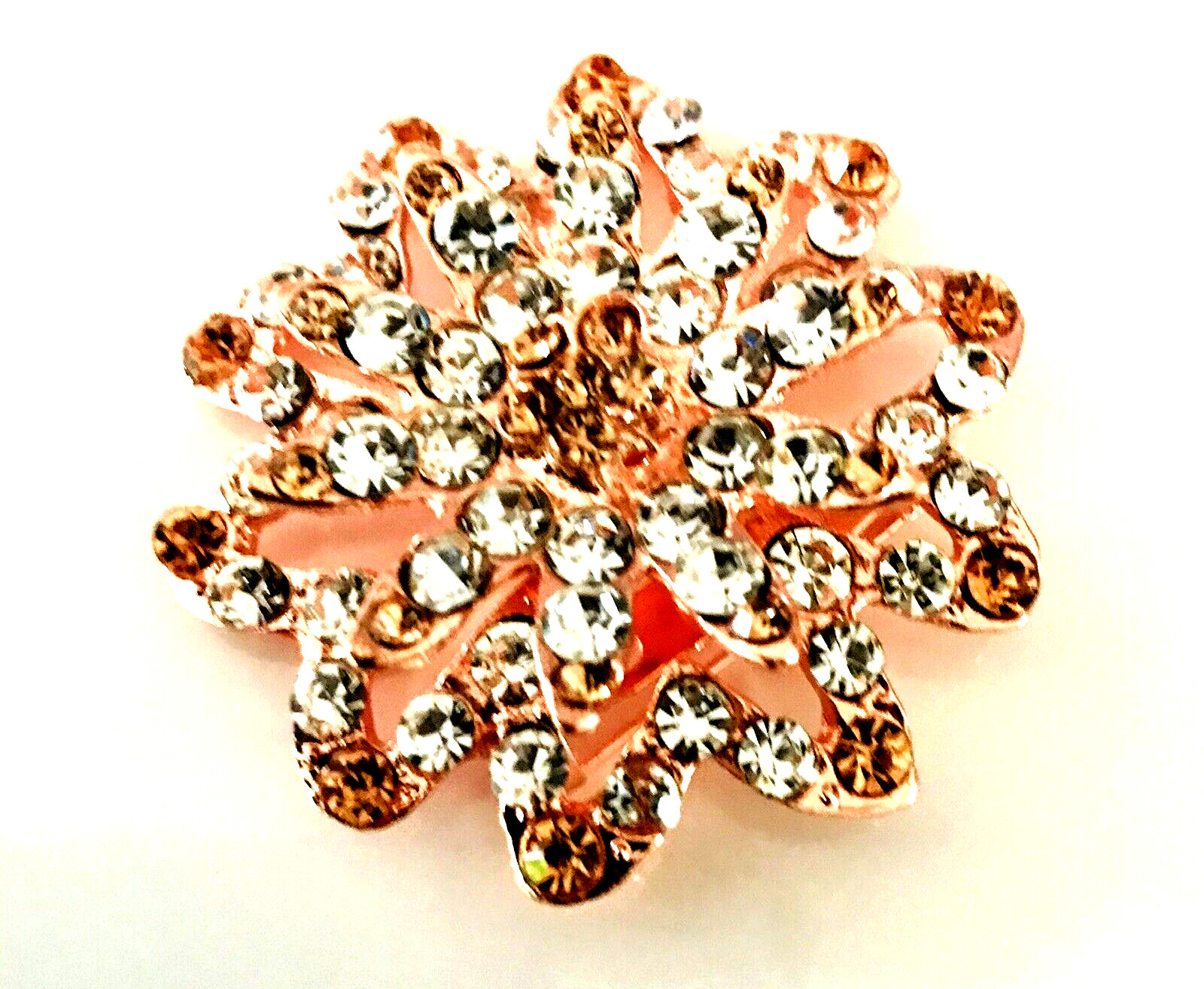 Large ROSE GOLD COLOURED Brooch Broach Pin Wedding SUGARCRAFT COSTUME JEWELERY
