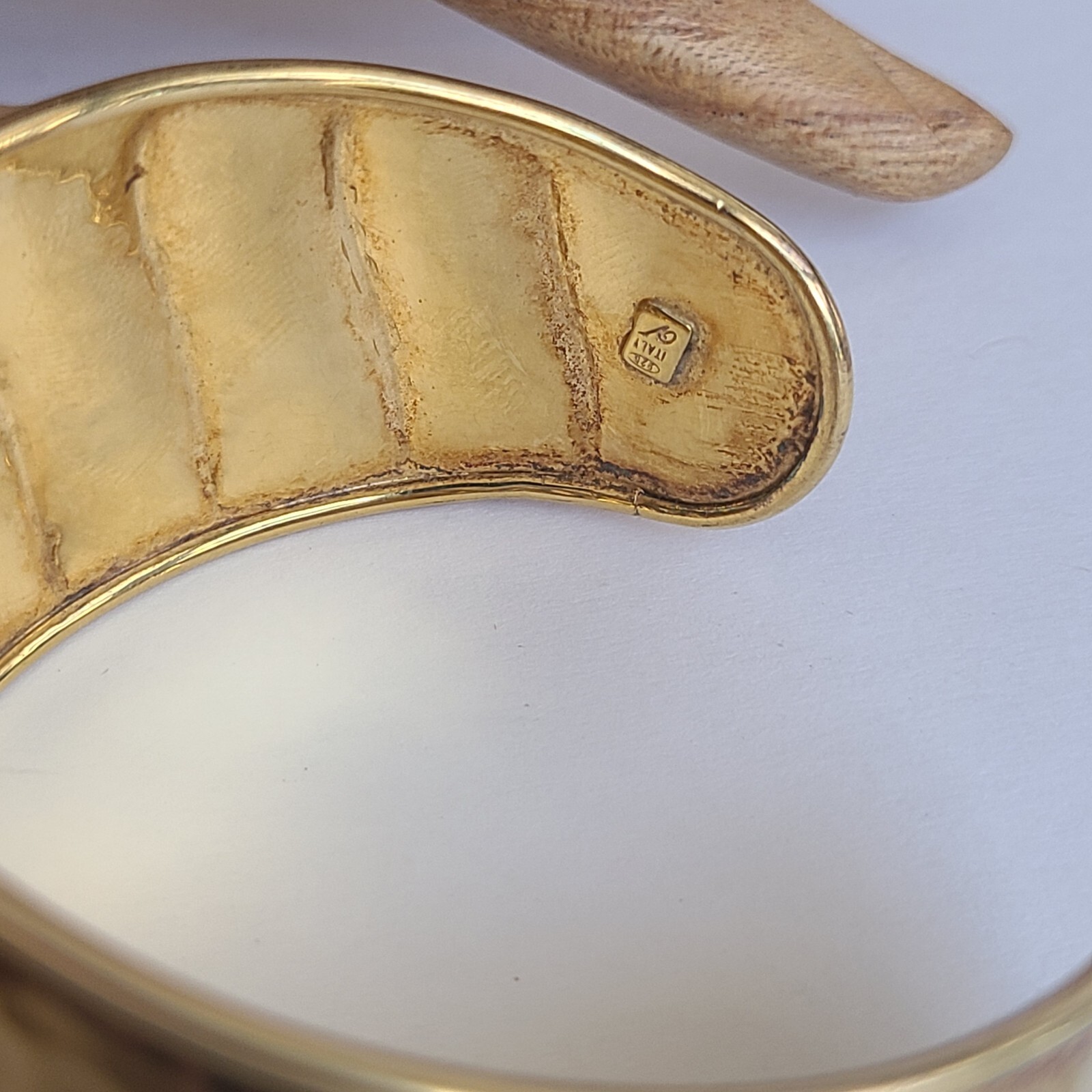 QVC VERONESE ITALY 18K GOLD ON STERLING SILVER 7.5 IN HUGE CUFF BRACELET 40MM