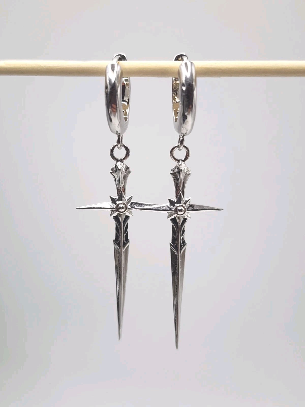 NEW Ask & Embla Ecledia Dagger Hoop Earrings Stainless Steel Goth Sword