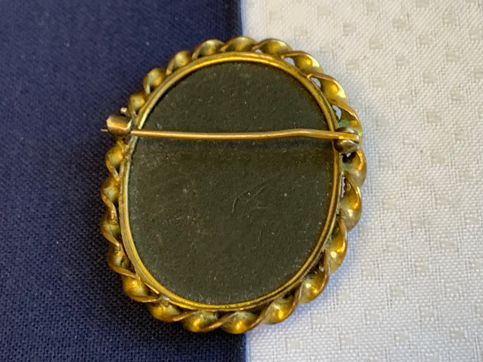 Antique Pietra Dura Brooch Costume Jewelry White Flower Floral Stone Inlay Pin
