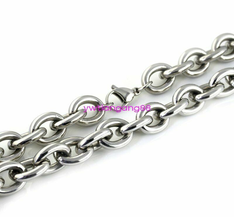 7″-40″ Heavy Huge Men’s 316L Stainless Steel Silver Big O Link Chain Necklace