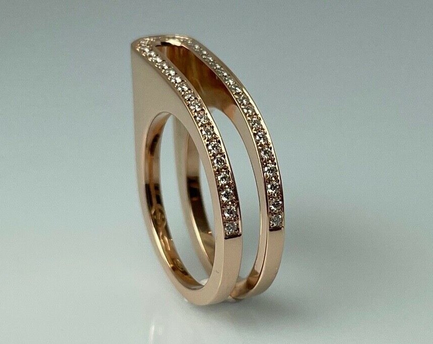 “TORRINI” DESIGNER RING from ITALY with approx. 0.26 ct. BRILLIANT, 18ct. ROSE GOLD