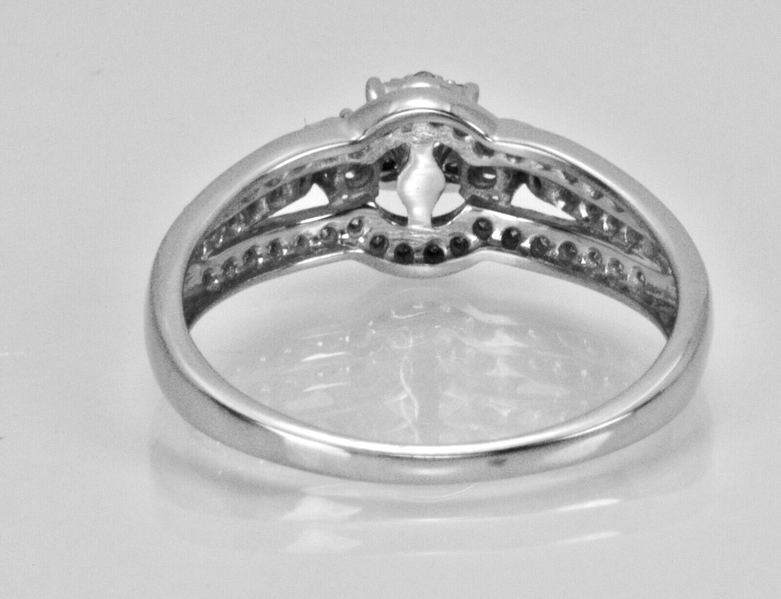 0.50ctw Round Cut Diamond Cluster Statement Ring Set 14k White Gold Lot 8
