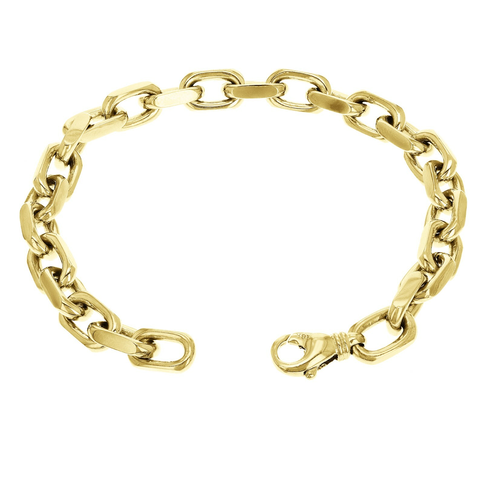 14k Yellow Gold Solid Handmade Heavy Anchor Chain Bracelet 7″ 7.5mm 45 grams
