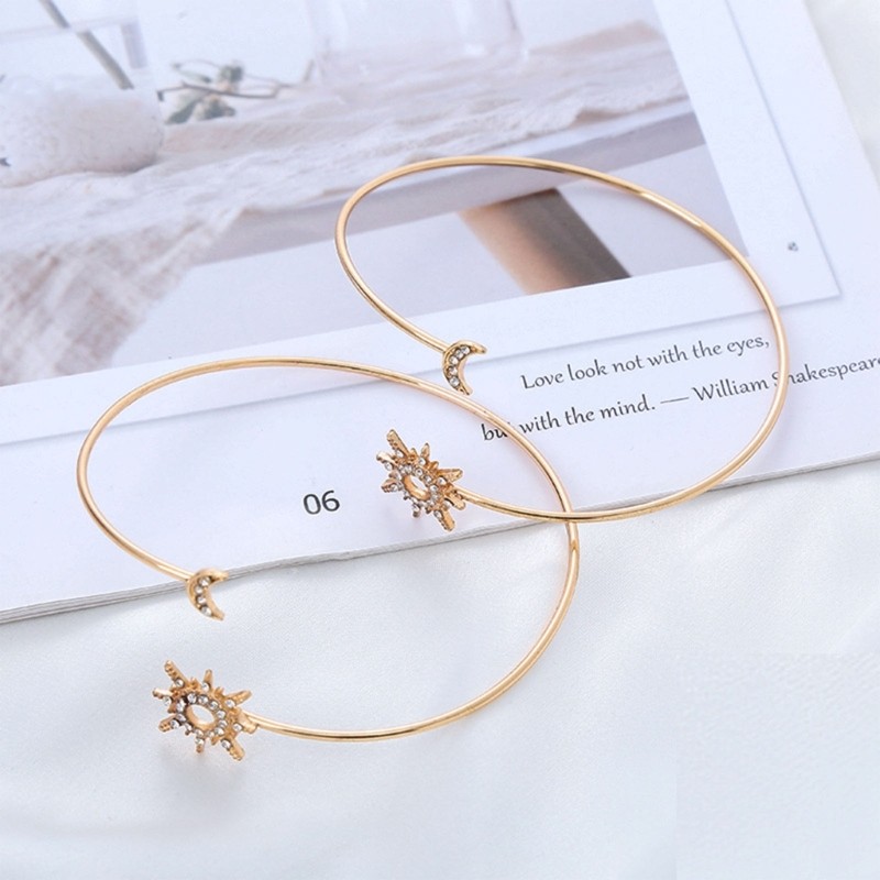 Elegant Rhinestones Armband Simple Metal Zircon Sparkling Moon Bracelet