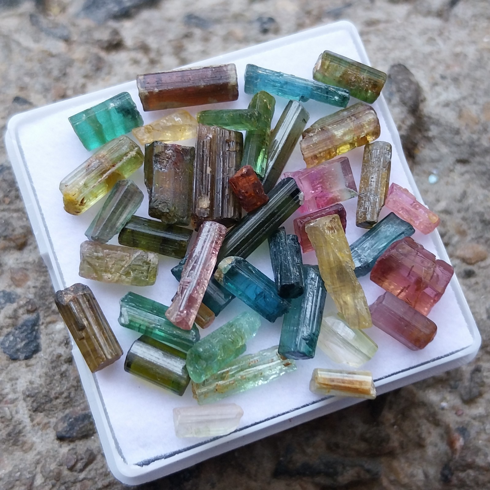 40 Carat 4 to 13 MM Natural Multi Color Tourmaline Rough Pencil 39 Piece Lot