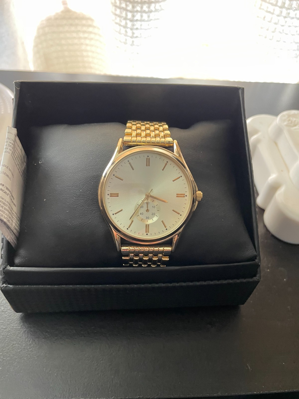 Mens Accutime Gold Band Watch