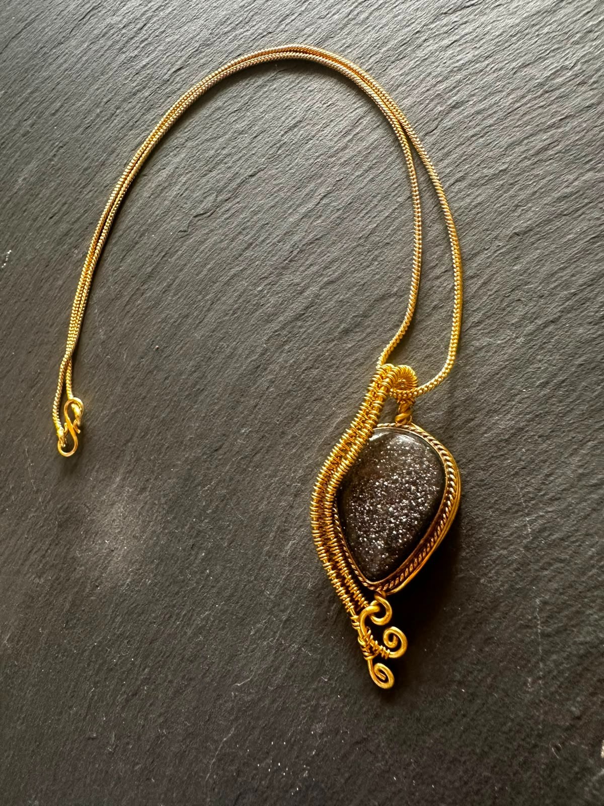 Handmade Spanish Copper Agate Necklace Artisan Boho Vintage Style