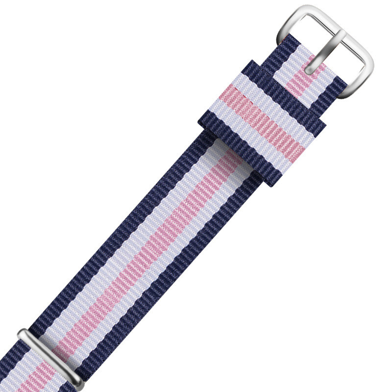 Nylon One Piece Watch Band Strap Striped Canvas Sports Wrist Band 18 20 22mm