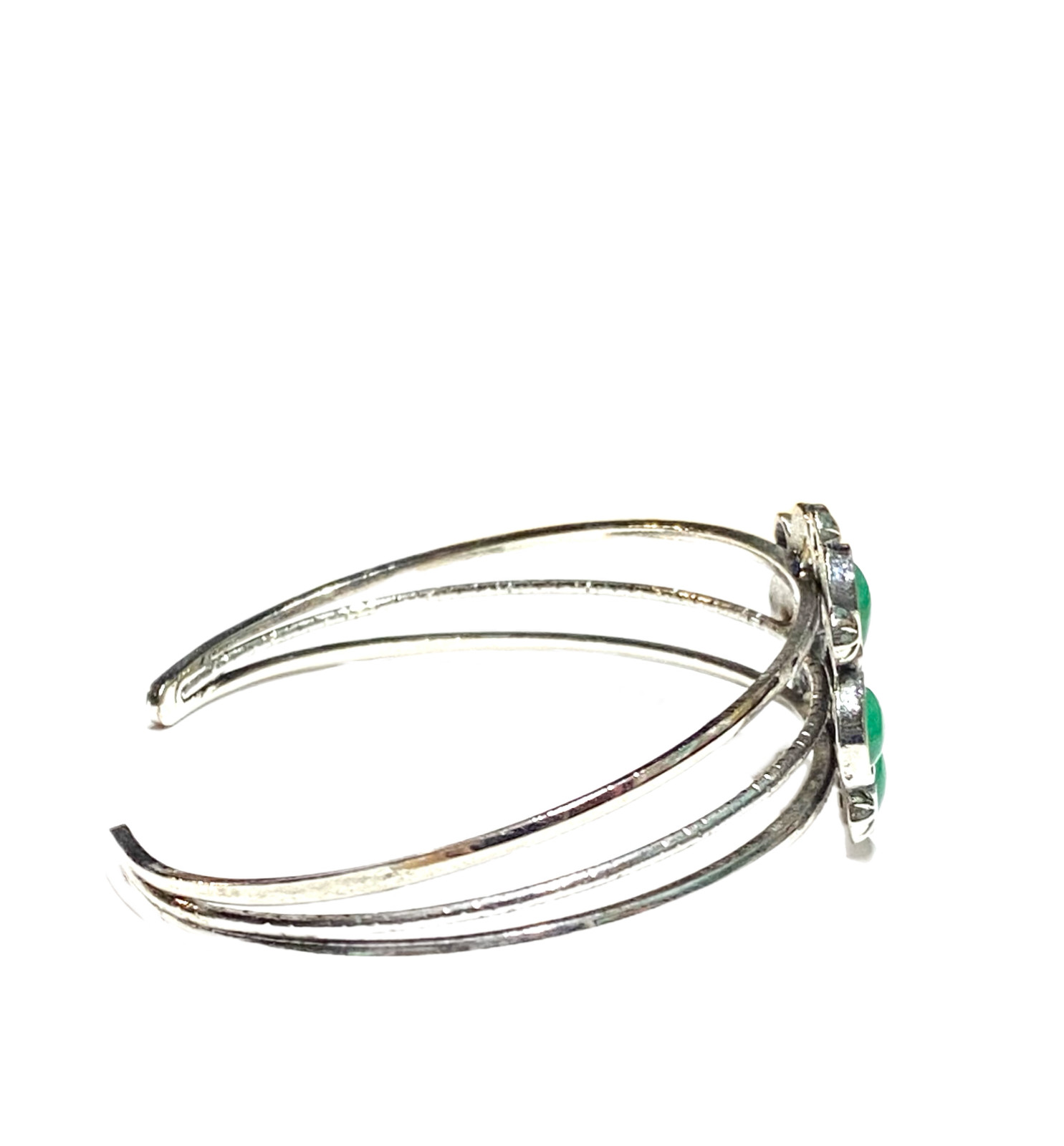 Paparazzi Taj Mahal Meadow Green Cuff Bracelet Bangle Silver Tone 7” Fashion EUC