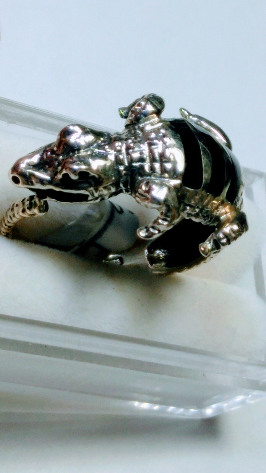 FETCHING STERLING SILVER .925 WITH BLACK ONYX INLAY RING IN SIZE 8.75-9.0-9.25!