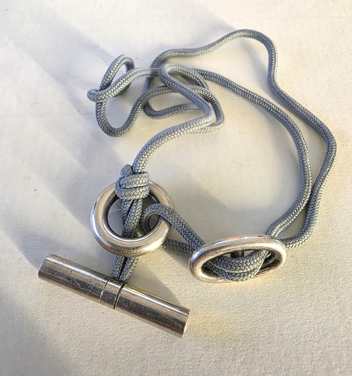 Hermes Paris Skipper Choker Bracelet Grey Cord Sterling Silver 925 36 cm.