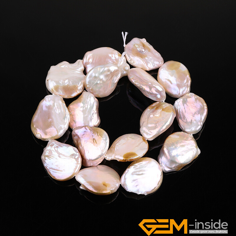 AAA Natural Baroque Big Nucleated Edison Coin Pearl Beads For Jewelry Making 15″
