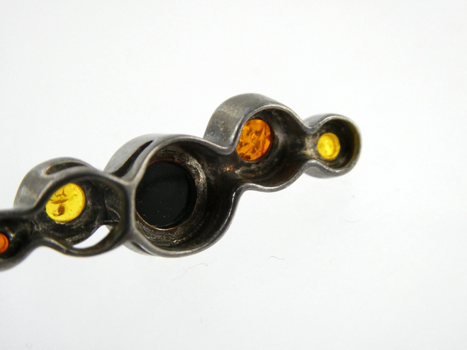 Sterling Silver Yellow Green Orange Amber Slide Pendant 925 2.8g 1 1/8 Inches