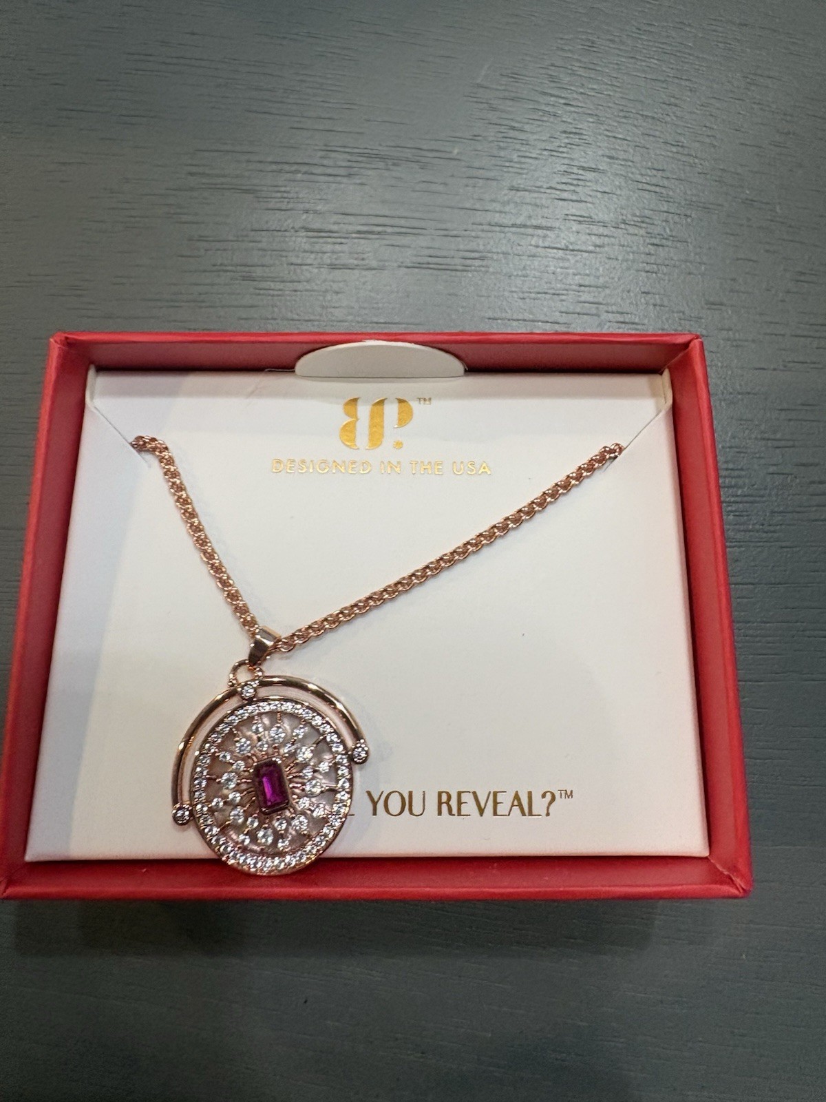 Bomb Party July 2026 “The Emerson Necklace” Ruby | Rose Gold Plating NK21791
