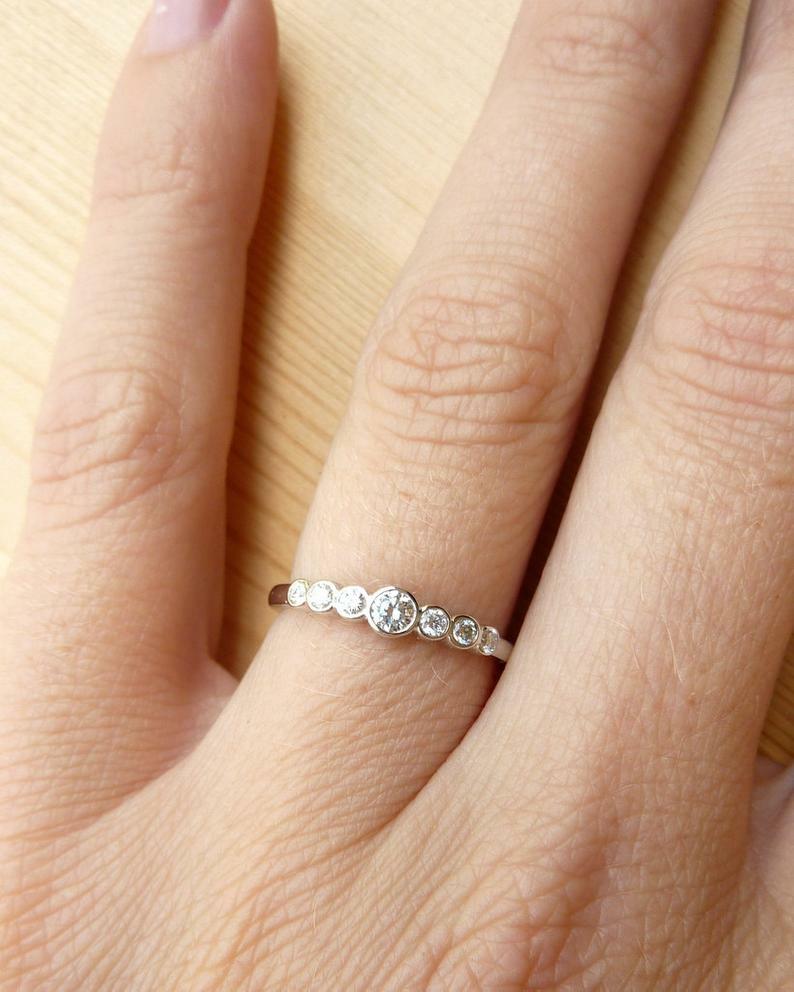 0.70 CT White Round CZ Seven Stone Engagement Ring In 925 Sterling Silver