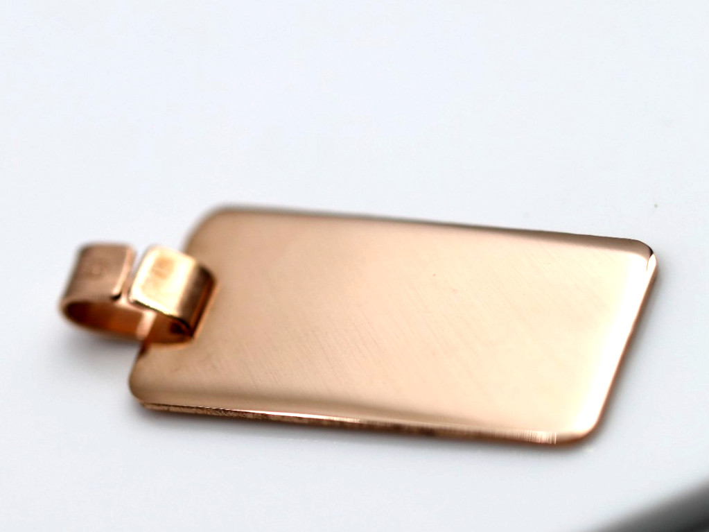 Solid 9ct 375 Rose Gold 24mm x 12mm Rectangle Engraving Shape Pendant -Free Post