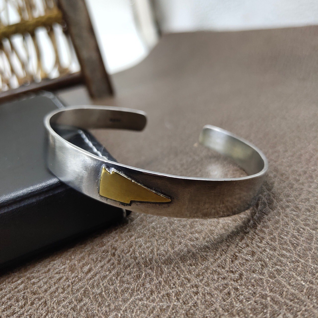 A25 Bangle Bracelet Gold Lightning Sterling Silver 925