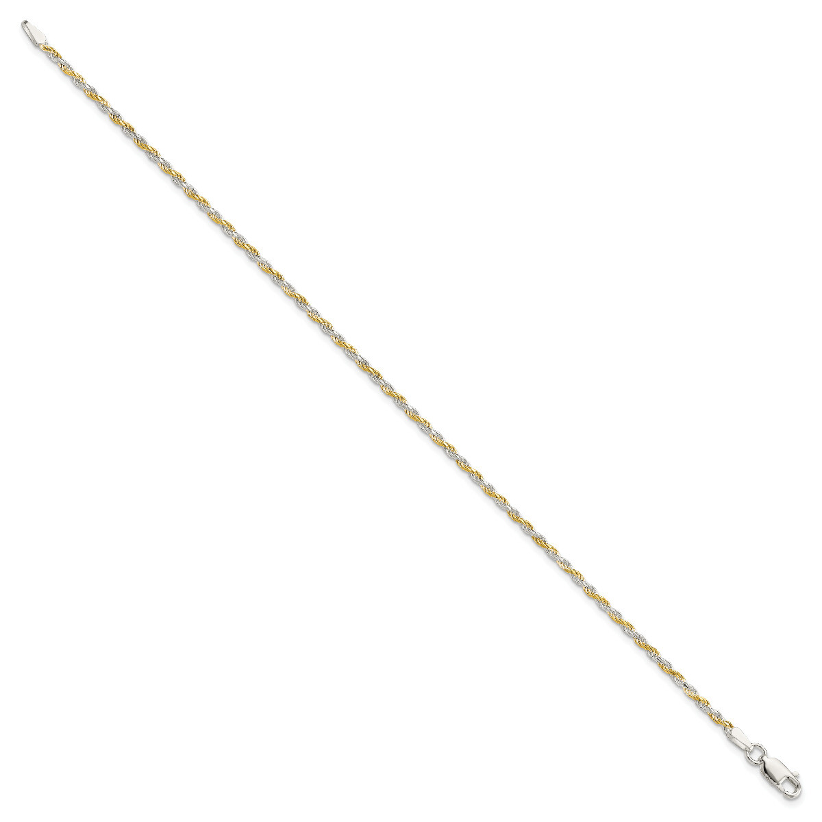 Sterling Silver Bi-Color Rope Chain 7″, 8″, 16″, 18″, 20″, 22″, 24″, 26″ Lengths