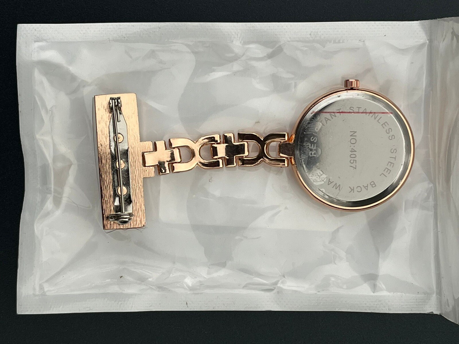 Nurses Fob Watch Rose Gold Finish -Nice Quality -New Silver Oxide Battery Fitted