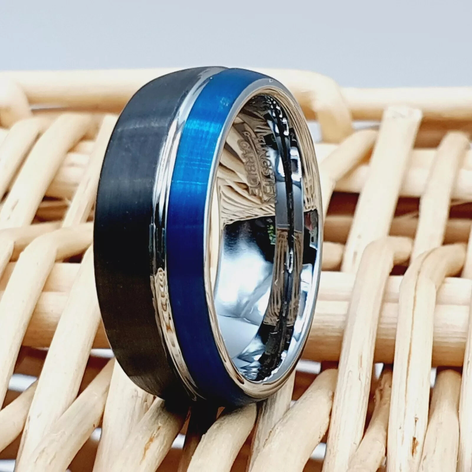 Men’s Unique Tungsten Wedding Ring – Tri-Tone Anniversary & Promise Wedding Band